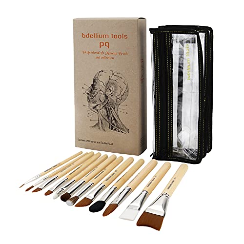 Professional Makeup SFX Brush Set 12-Piece with Double Pouch - Special Effects Tools