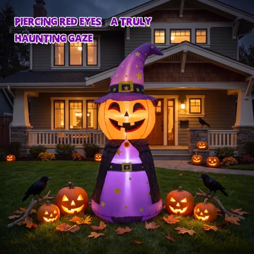 Purple Pumpkin Halloween Inflatable with Built-In LEDs, 5FT Outdoor & Indoor Decoration - Ghostly Glow