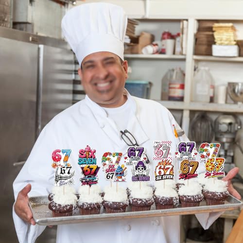 Six Seven Cake Topper Set - Cheers to 7th Birthday Party Decorations - Design 5