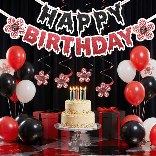 Strange Themed Party Decorations Set - Red & Black Halloween & Birthday Decor - Variation of 9
