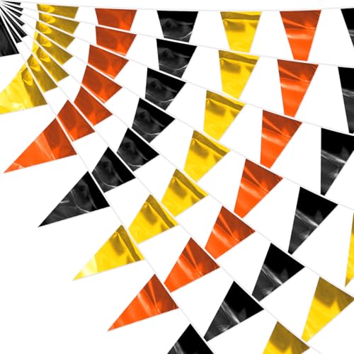 Black Gold Orange Glitter Triangle Pennant Banner 130ft for Party Decorations - Variation of THIS listing