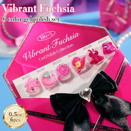 Gel Nail Polish Set 6 Pcs Non-Toxic UV/LED Curing Nail Art Kit for Manicure and DIY