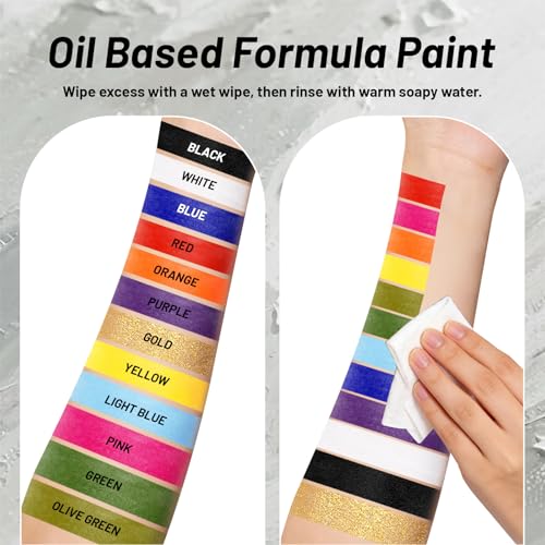 White and Blue Oil-Based Face Body Paint Stick Set for Creative Makeup - Versatile & Long-Lasting
