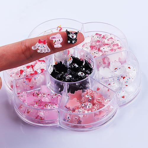 Multicolor 7 Styles Nail Charms Set - 140 Resin 3D Slime Nail Art Decorations