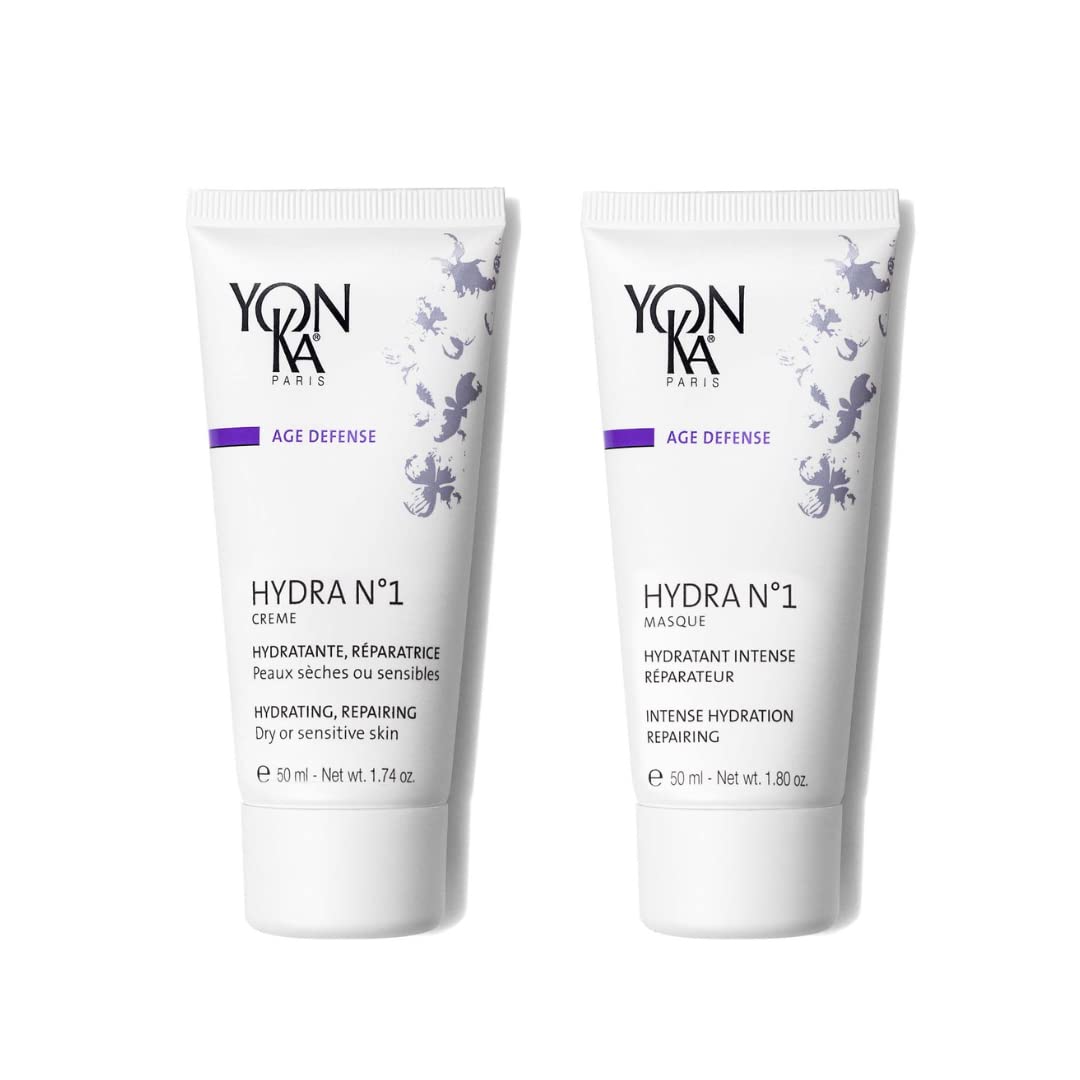 Yon-Ka Hydra No.1 Creme & Masque Set - Anti-Aging Face Moisturizer & Hydrating Mask for Normal to Dry Skin | Paraben-Free, 1.74 oz & 1.80 oz