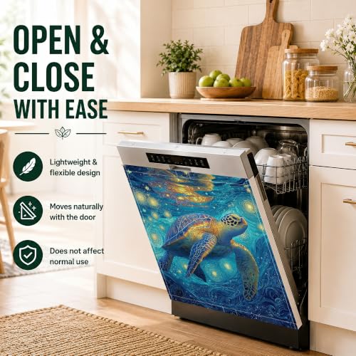 Starry Sky Turtle Dishwasher Magnet Cover 23x26 Inch Waterproof Kitchen Decor