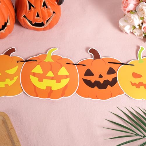 Halloween Pumpkin Garland - Fall Wall Decor for Halloween & Thanksgiving