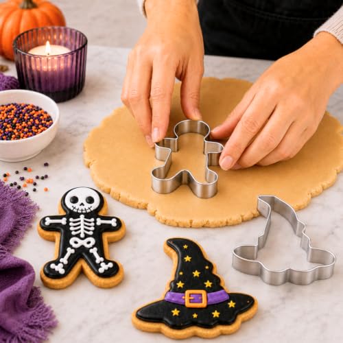 Halloween Cookie Cutters Set 9 Pcs Stainless Steel Baking Molds for Cookies & Fruit