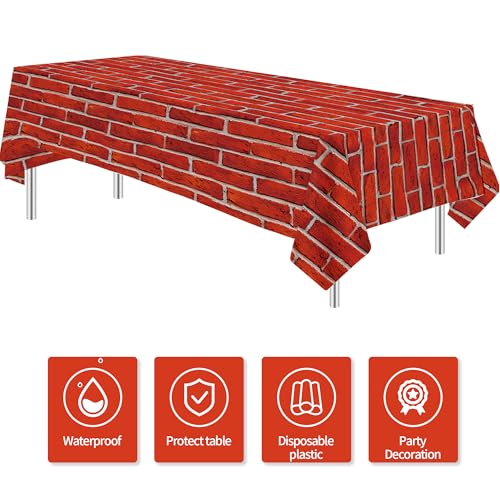 Red Brick Tablecloth Decorations 3-Pack - Party Table Cover & Backdrop
