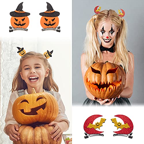 Halloween Hair Clips Set - 40 Cartoon Pumpkin Bat Ghost Alligator Accessories