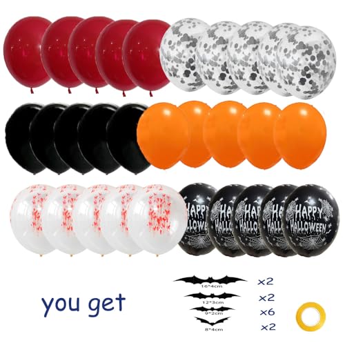 Halloween Balloons Set with Spider Web & Splatter Designs - 30PCS Party Decor