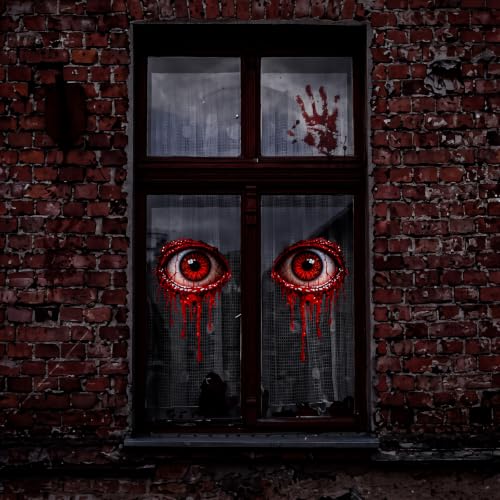 Halloween Blood Eye Window Clings - Spooky Web Design for Party Decor