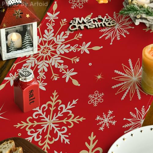 Artoid Mode Snowflakes Winter Table Runner 13x72 Inch - Red Home Decor