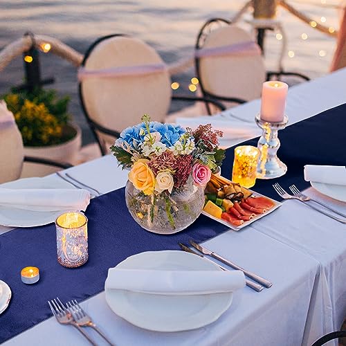 Navy Blue Satin Table Runners Bulk - 12 Pack, 12 x 108 Inches, Elegant Party Decor