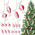 Christmas Glass Candy Ornaments Set - Red and White Holiday Tree Decorations