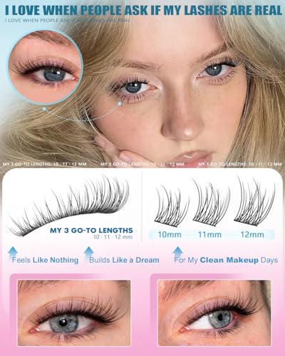 Natural Short Lash Clusters 10-12mm Wispy Eyelash Extensions for DIY Makeup
