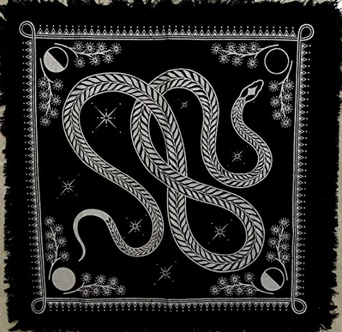 18x18 Inch Tarot Altar Cloth with Silver Snake - Handmade Cotton Witchcraft Table Cover
