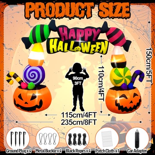 Kalolary 6FT Pumpkin Arch Halloween Inflatable Car Decoration with LED Lights - Trunk or Treat Yard Lawn Decor