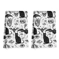 2 Pcs Skeleton Cat Kitchen Towels - Mushroom Microfiber Tea Towels - Multi 1366