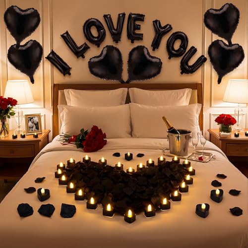 Black I Love You Balloons Set for Romantic Decor - Variation of THIS listing