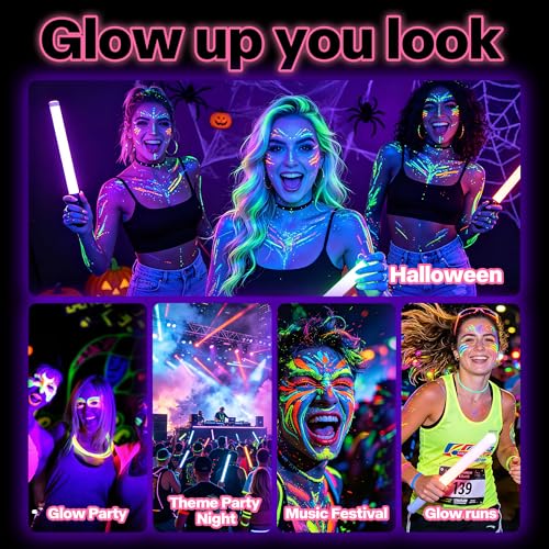 Neon Face & Body Paint - UV Blacklight Reactive, Washable, 50ml Rose Red