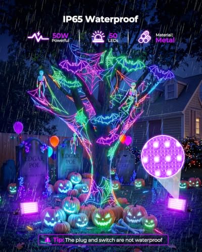 Black LED Flood Light 50W Blacklight for Glow Party & Halloween - Black / 4