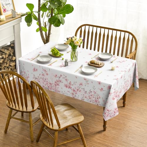 Horaldaily Pink Cherry Blossom Spring Tablecloth 60x60 Inch Square