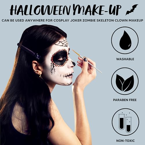 Waterproof White Face & Body Paint - Halloween Makeup, SFX, Cosplay, 1 Oz - Creations