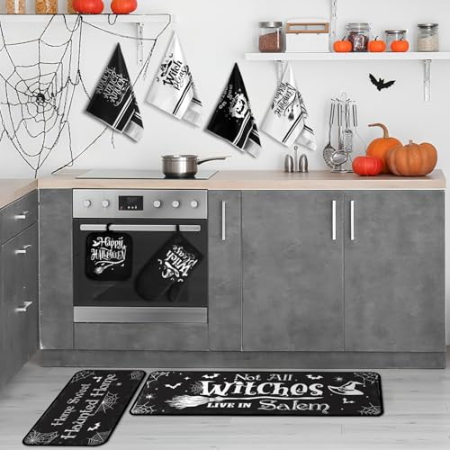 Halloween Witch Kitchen Decor Set - Black 10 Pieces Fall & Pumpkin Accessories