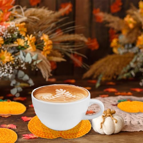 4 Pack Fall Pumpkin Crochet Coasters - Handmade Autumn Drink Mats for Table Decor