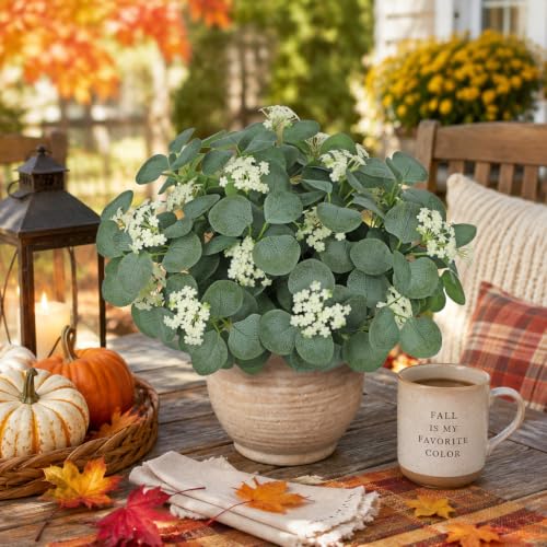 Artificial Eucalyptus Stem - Faux Greenery Bush for Floral Arrangements & Decor - Green