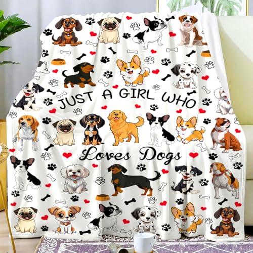 Dog Throw Blanket for Dog Lovers Women Adults 80x60 Big Plush Puppy Gifts