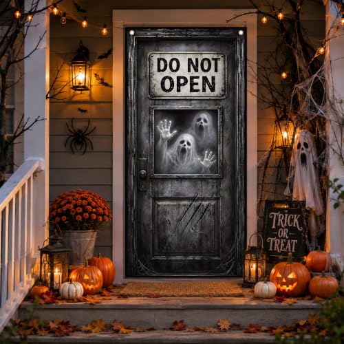 Halloween Door Cover - Do Not Open Haunted Ghost Warning Decoration 72x35 in - Variation: DO NOT OPEN