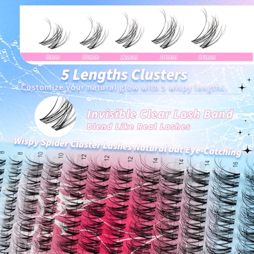Spider Wispy Lash Clusters - Natural D Curl 8-16mm DIY Eyelash Extensions - Spider Breeze Variation