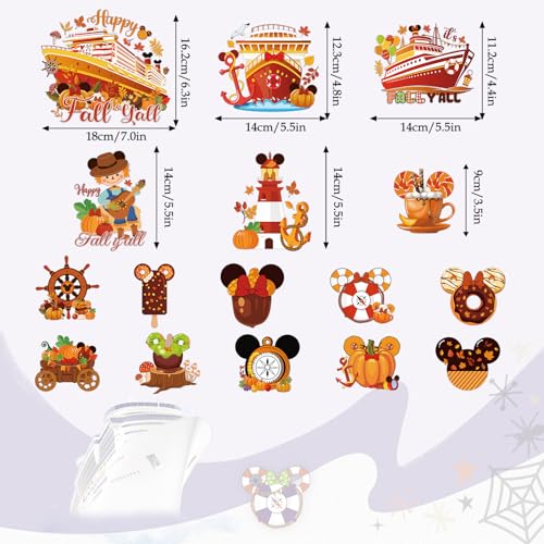 Fall Cruise Door Decorations - 16 Pcs Magnetic Mouse Pumpkin Ship Thanksgiving