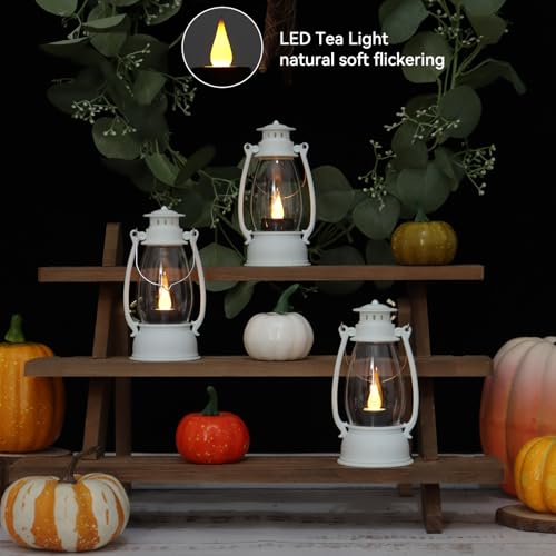 White Mini Lantern Set - 6 Elegant Battery-Operated LED Decor Lanterns for Weddings, Ramadan, Parties