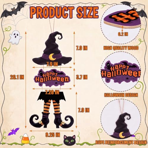 Halloween Door Sign Wreath Decorations - Witch Legs & Happy Greetings Set