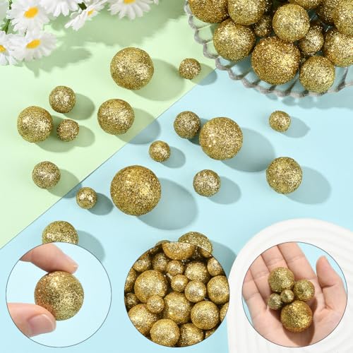 Gold Foam Glitter Balls Vase Filler Set - 160pcs Decorative Table Scatter