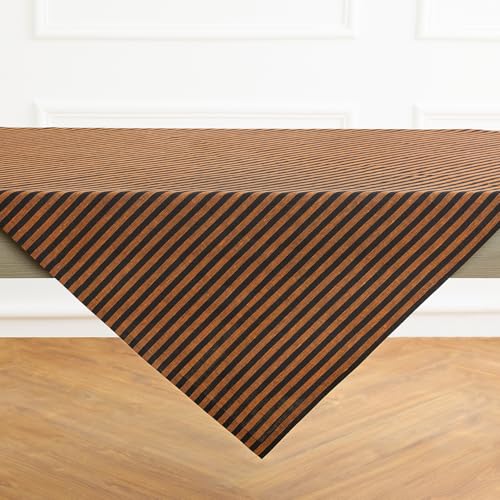 Pumpkin & Black Linen Table Cloth - 52x52 Inch Square, Handcrafted, OEKO-TEX Certified