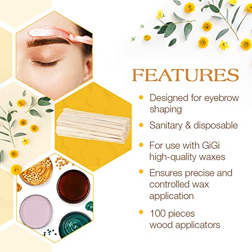 Eyebrow Waxing Applicator Sticks - Fine Wooden Spatulas for Hair Removal, 100 Pack