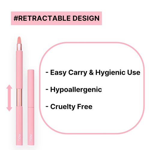 AOU LIP BRUSH Compact & Retractable Design for Easy Carry with Cruelty-Free Soft Brush, Valentine's Day Gifts for Woman