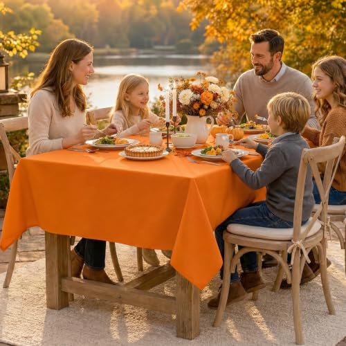 Orange Rectangle Tablecloth 60 x 84 Inches - Softalker Microfiber Spillproof