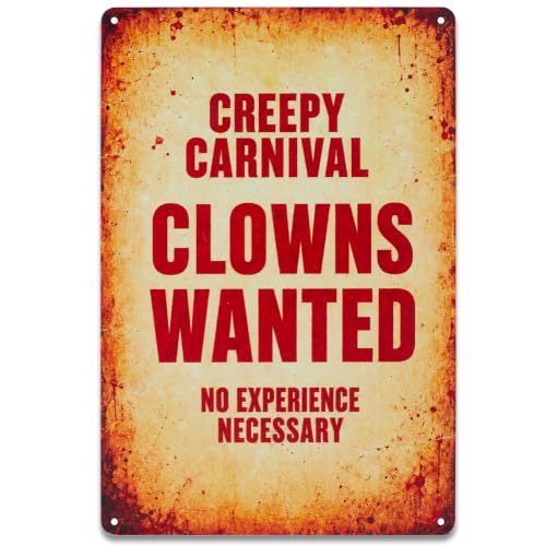 Creepy Carnival Clown Metal Sign - Halloween Horror Wall Decor