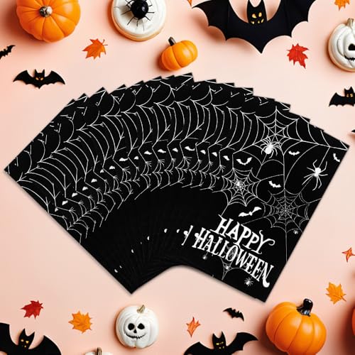 Halloween Spider Napkins - 100 Pcs Disposable Paper Dinner & Guest Towels