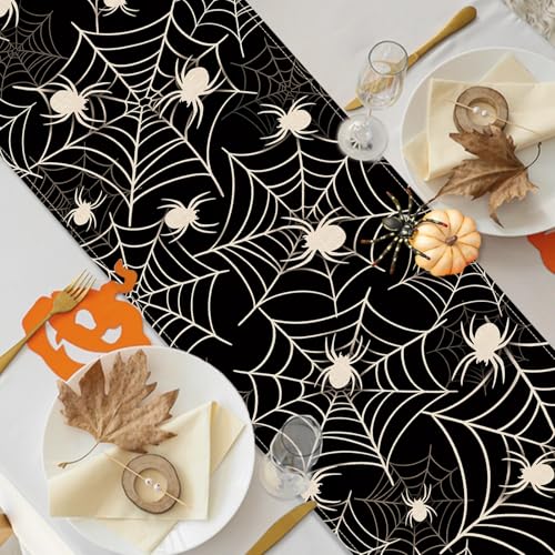 Halloween Spider Web Table Runner 13x108 Inches Black White Cobweb Decor Variation of THIS listing