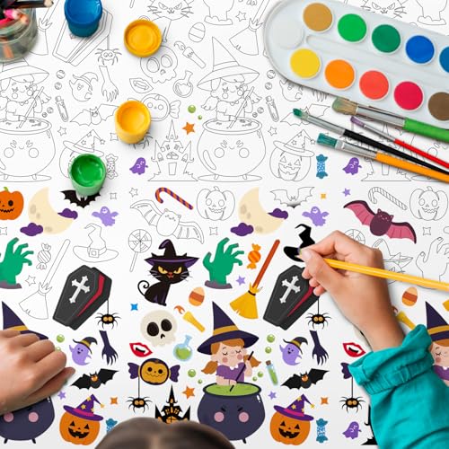 Halloween Coloring Tablecloth - 108 x 54 Inches Party Decoration
