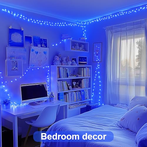 Blue LED Christmas Fairy Lights 8 Pack 50 Bulbs Battery Operated Indoor Outdoor