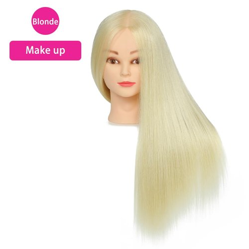 NAYOO Blonde Mannequin Head with Hair and Stand, 60% Real Hair Mannequins to Practice on, Doll Heads for Girls(Makeup)