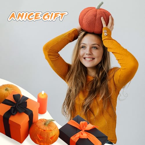 Fall Pumpkin Pillow Set - Brown, White & Green 3-Piece Halloween & Thanksgiving Decor