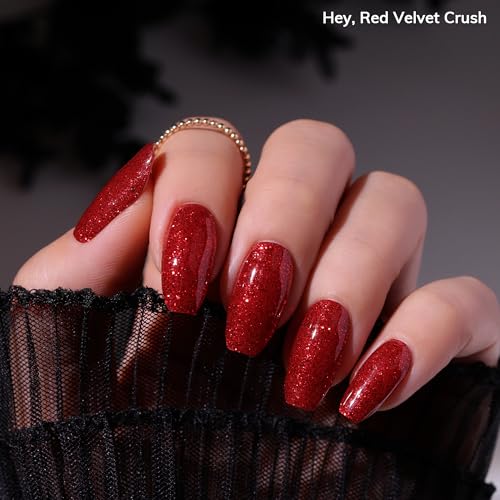 Semi Cured Gel Nail Strips - Heyhae Red Velvet Crush Variation